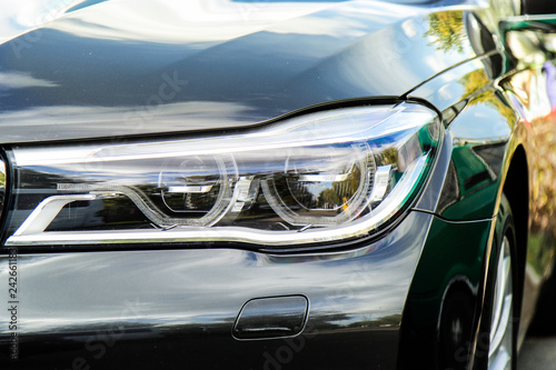 beautiful LED optics of a new modern car outdoors Canvas Print