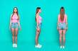 © deagreez - Triple vertical full body length images of the same serious girl