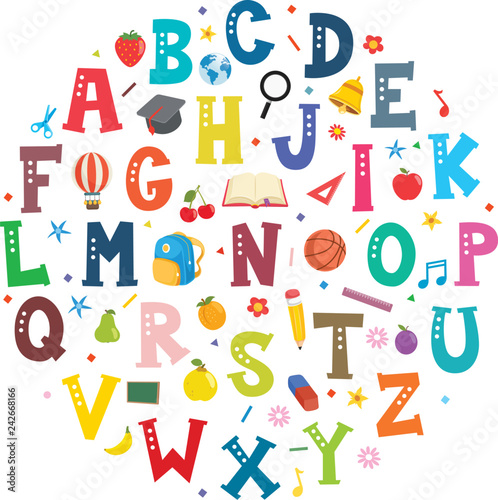  Plakat abecadło - alfabet   ilustracja-wektorowa-koncepcji-czcionki