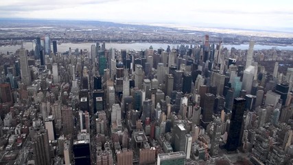 Wall Mural - Aerial view of Midtown Manhattan from helicopter, New York City