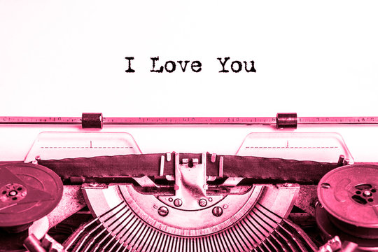 I love you! printed on a sheet of paper on a vintage typewriter. writer, journalist