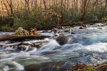 Water Rushing Over Boulders In A Creek In The Great Smoky Mountains National Park