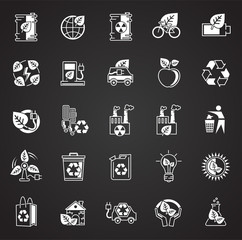 Fototapete - Ecology icons set on black background for graphic and web design, Modern simple vector sign. Internet concept. Trendy symbol for website design web button or mobile app