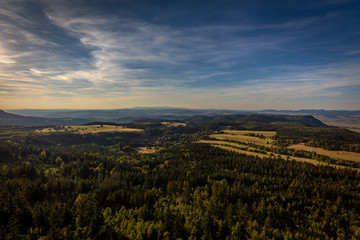 Wall Mural - Scenic view on Polish autumn landscape from top of Table mountains, Szczeliniec Wielki in National Park Stolowe Mountains, Sudety, Poland