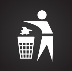 Fototapete - Ecology recycling icon on black background for graphic and web design, Modern simple vector sign. Internet concept. Trendy symbol for website design web button or mobile app