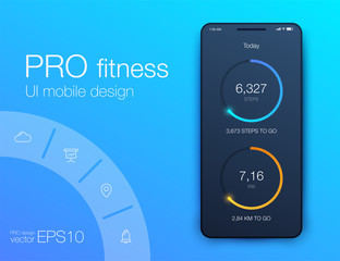 Fitness app. Ui ux design. UI design concept with web elements