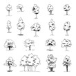 Set of hand drawn architect trees, vector sketch, architectural illustration