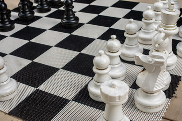 Large Chess Pieces on Chess Board