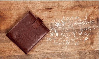 Leather wallet isolated on  background