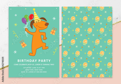 Birthday Invitation Layout With Animals Buy This Stock Template And