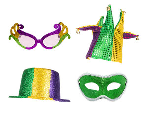 Mardi Gras Party Accessories Isolated