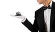 © alphaspirit - Waiter with bell in hand. Concept of first class service in your business