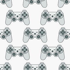 Canvas Print - Video game controller gamepad background Gadgets seamless pattern