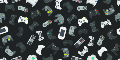 video game controller gamepad background gadgets seamless pattern