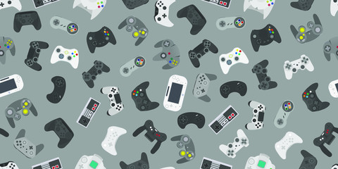 Sticker - Video game controller gamepad background Gadgets seamless pattern