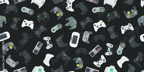 Video game controller gamepad background Gadgets seamless pattern