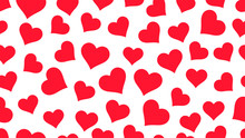 Red Hearts On White Background Valentine's Day Seamless Pattern