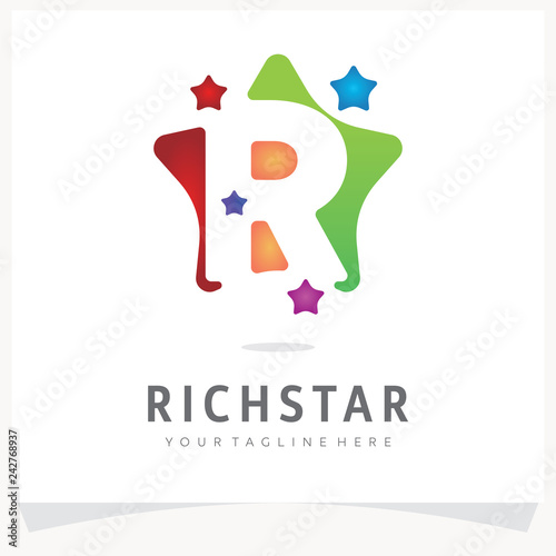 Letter R Logo Design With Colorful Star Logo Design Template