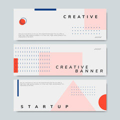 Sticker - Set of minimal Memphis design start-up banner vector