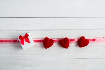 Valentines Day background with heart shape and gift box