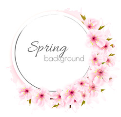 Poster - Spring background with a pink blooming flowers. Vector.