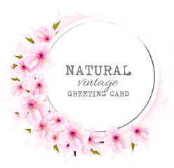 Poster - Spring background with a pink blooming sakura. Vector.