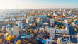 Voronezh panorama from above, aerial view from drone to European city in sunny day