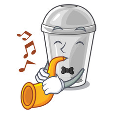 Poster - With trumpet plastic cup isolated on with mascot