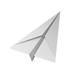 Poster - White paper airplane isolated on white background in education or travel concept. Mock up design. 3d abstract illustration
