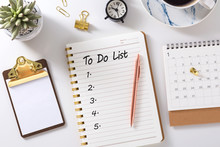To Do List In Notebook With Calendar And Clipboard