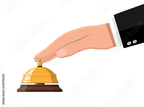 Fotografía Golden service bell and hand