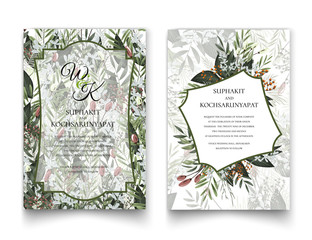 Poster - Floral frame for invitation cards and graphics.	