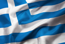 Satin Texture Of Curved Flag Of Greece