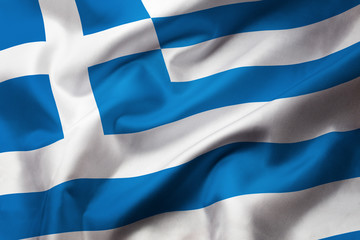 Satin texture of curved flag of Greece