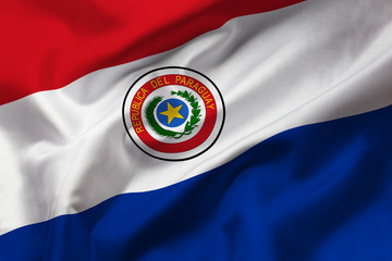 Satin texture of curved flag of Paraguay
