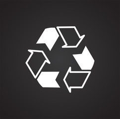 Fototapete - Ecology recycling icon on black background for graphic and web design, Modern simple vector sign. Internet concept. Trendy symbol for website design web button or mobile app