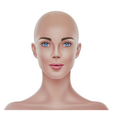 Vector Realistic Bald Hairless Woman Portrait 3d