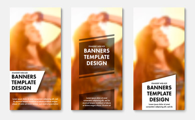 Poster - Templates for vertical web banners with transparent white and black elements for text. Design standard size for advertising.