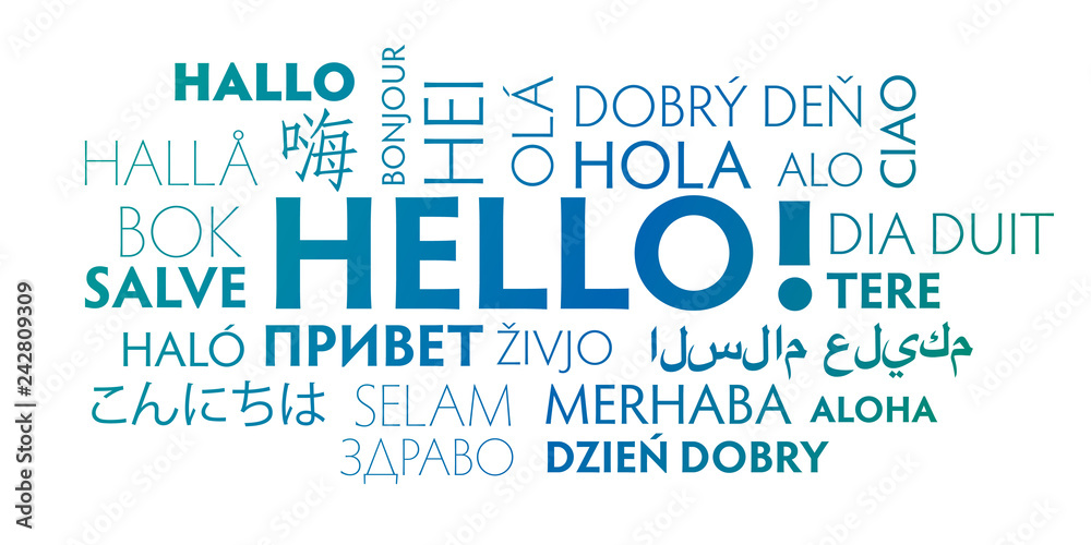 Hello in different languages Stock Vector | Adobe Stock