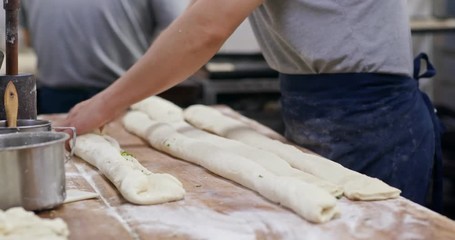 Canvas Print - Chef making chinese bread