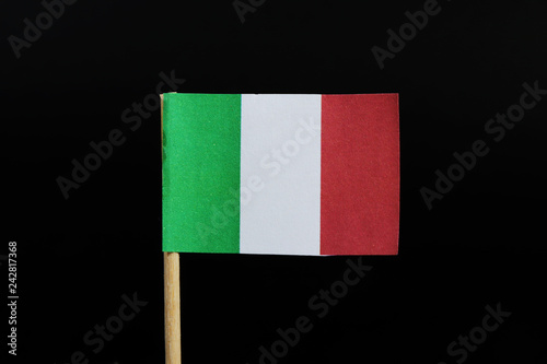 A Original And Official Flag Of Italy On Toothpick On Black