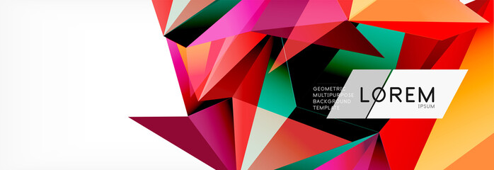 Triangle 3d polygonal art style. Future geometric design. Vector geometry futuristic illustration