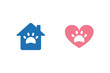 Pet shelter, care vector icons