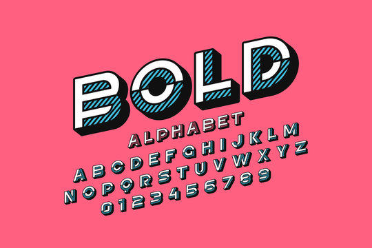 Modern font design, alphabet letters and numbers