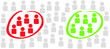Markierung von zwei Gruppen rot und grün