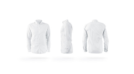 blank white weared classic mens shirt with sleeve mockup set,