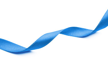 Wall Mural - Beautiful blue ribbon on white background