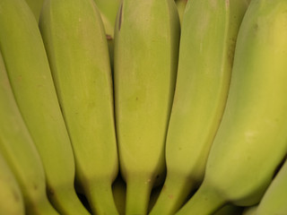 harvest banana from organic garden fruit / fresh banana texture background ripe cultivated banana - close up of tropical fruit banana yellow background for sale in the market