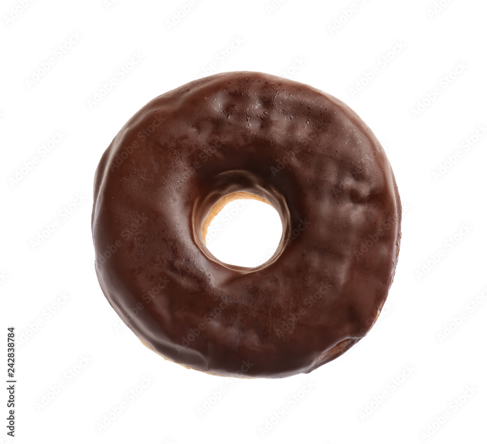 Sweet tasty donut on white background