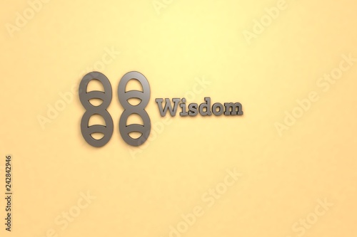 Fotografía Illustration of Wisdom with brown text on yellow background